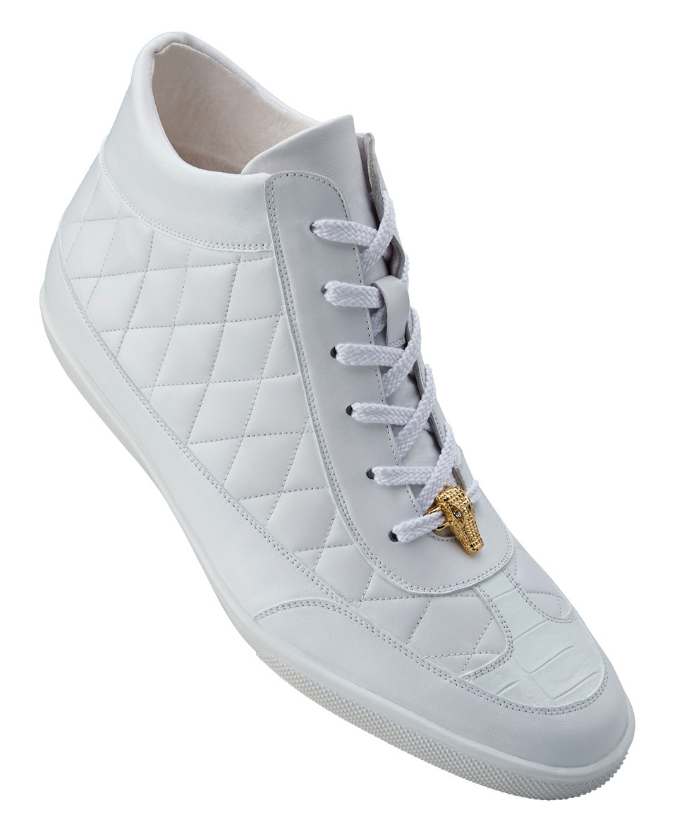 genio Señuelo vendedor Belvedere Alessio White Genuine Crocodile Sneakers 33045 | Upscale Menswear