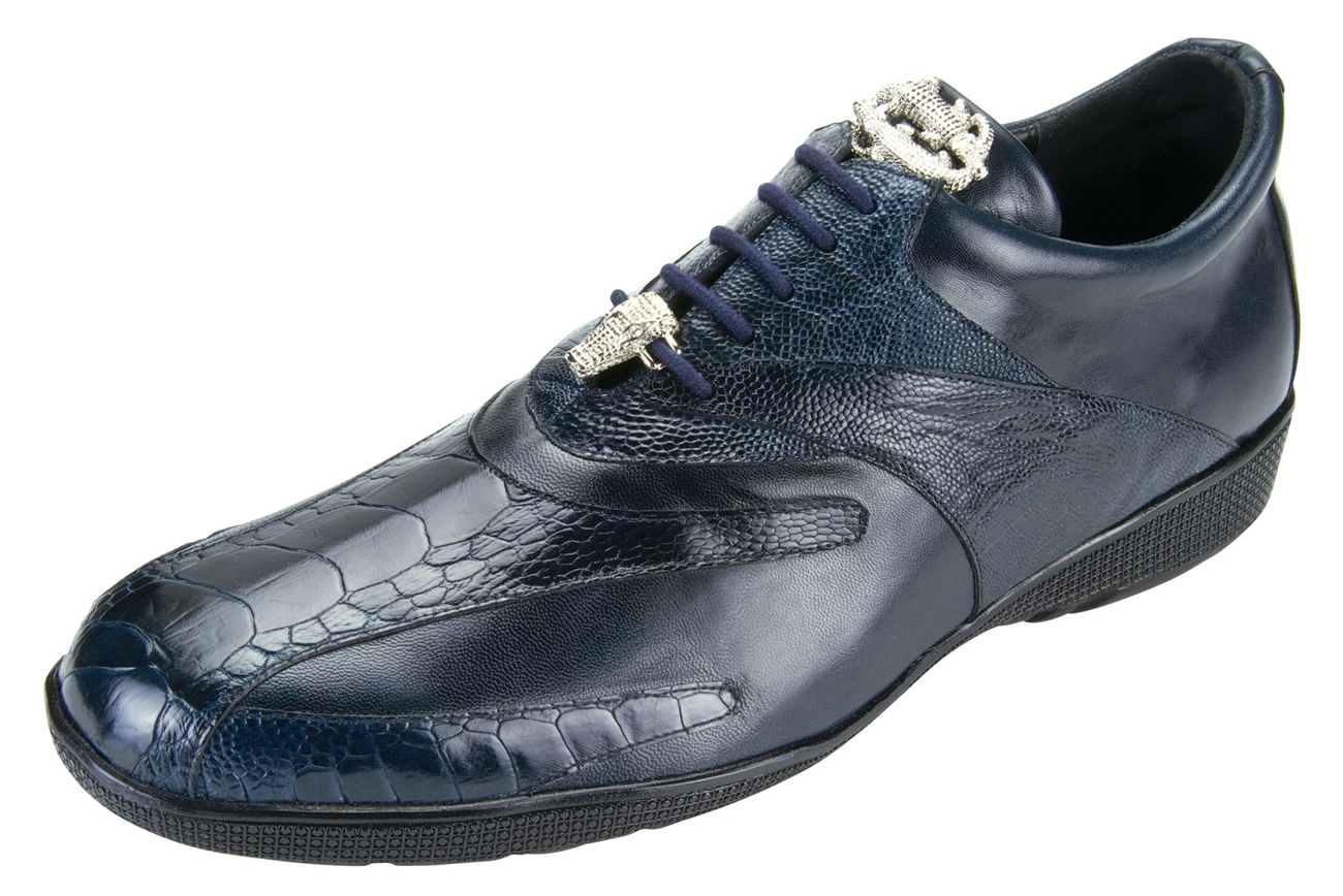 Belvedere Toro Navy Genuine Crocodile / Suede / Soft Calf Leather Sneakers  33002 - $239.90 :: Upscale Menswear 