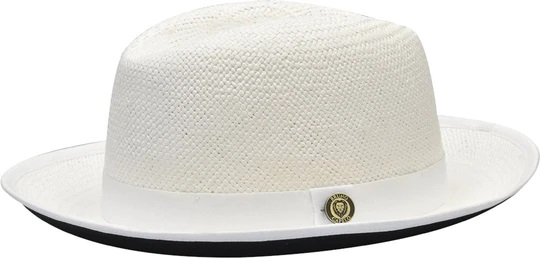 Bruno Capelo White / Black Linen Blend Stingy Brim Fedora Hat SD-100 -  $39.95 :: Upscale Menswear 