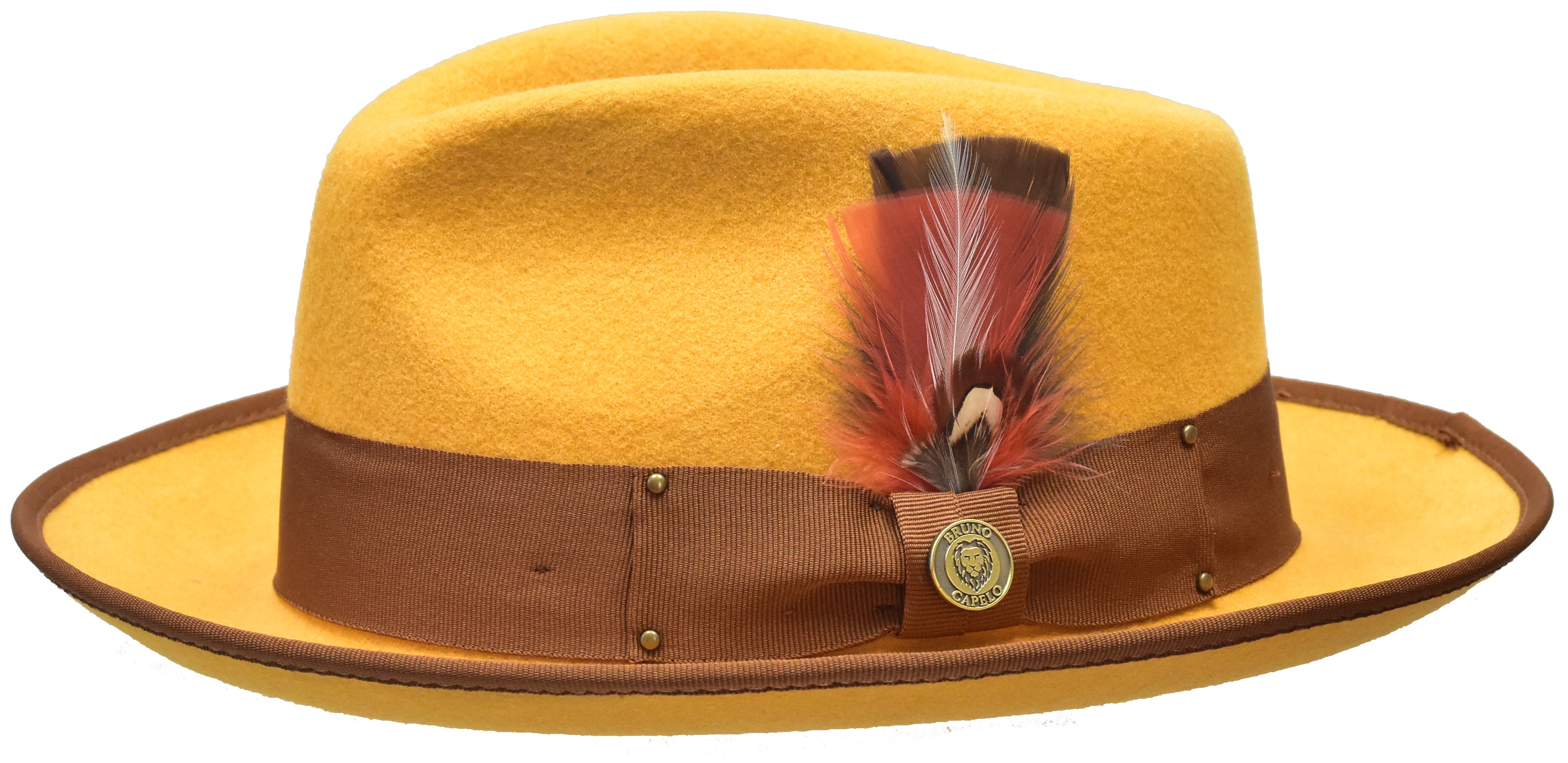 Bruno Capelo Mustard / Brown Australian Wool Fedora Dress Hat LO-204