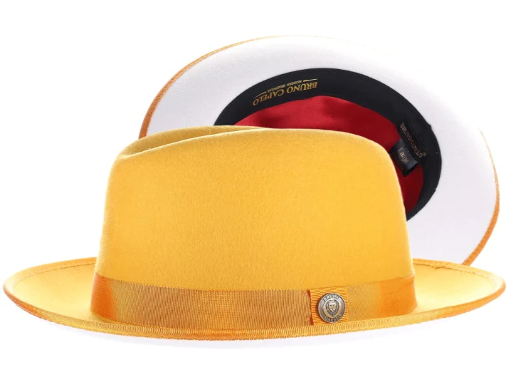 Bruno Capelo Gold / White Bottom Australian Wool Fedora Dress Hat PR-324