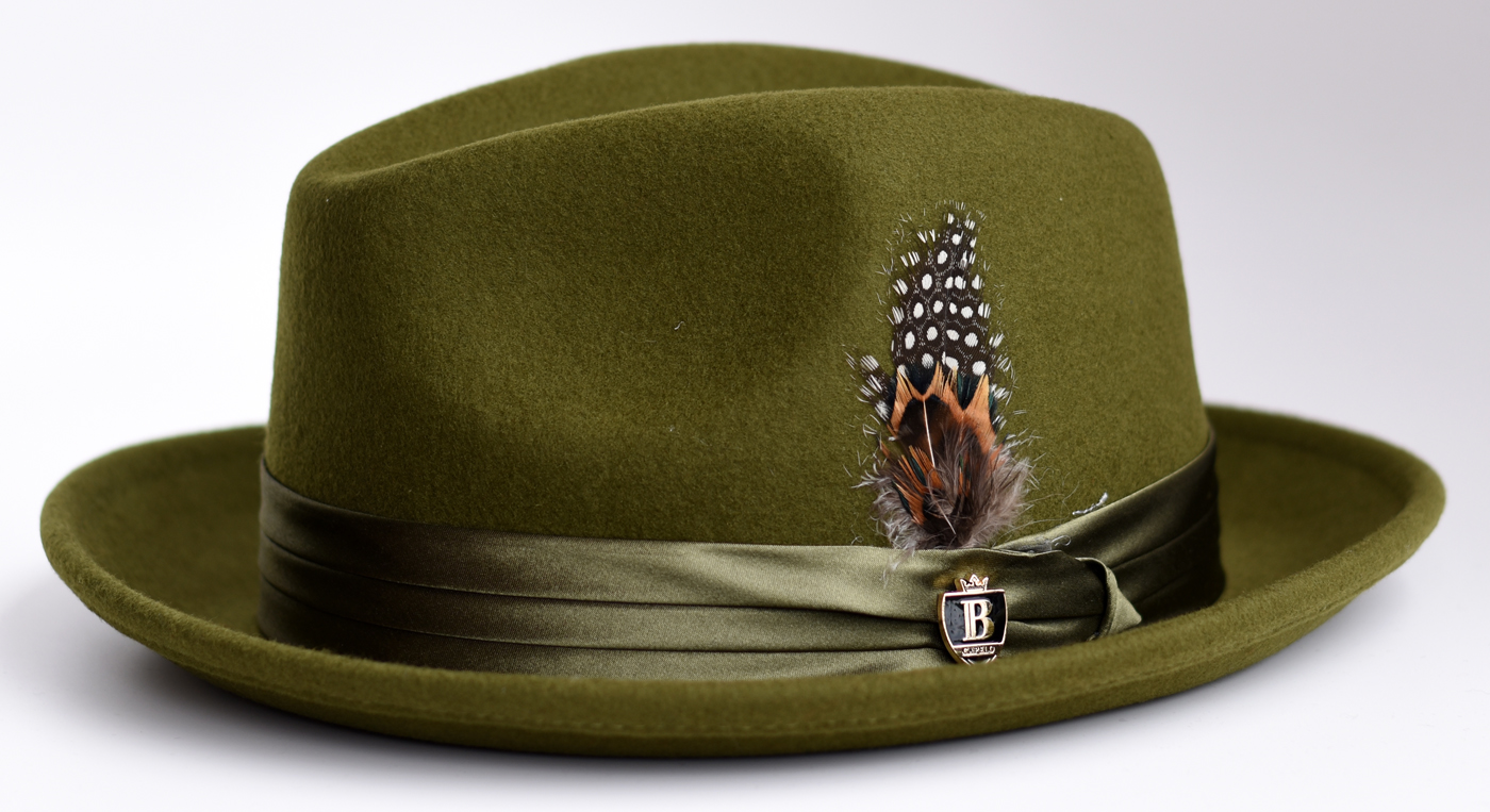 Bruno Capelo Olive Green UN-111 Hat | Fedora Dress Upscale Menswear