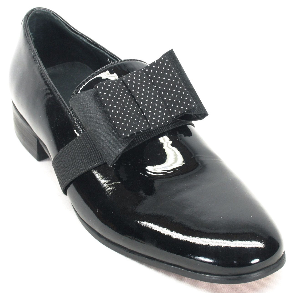 Men's elegant genuine leather shoes, Patent Black - P1559