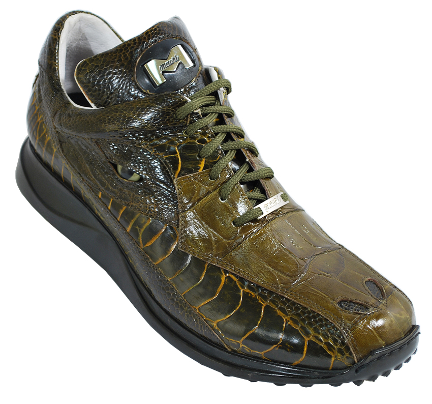 Mauri 8770 Alligator Green Genuine Alligator/Ostrich Sneakers With ...
