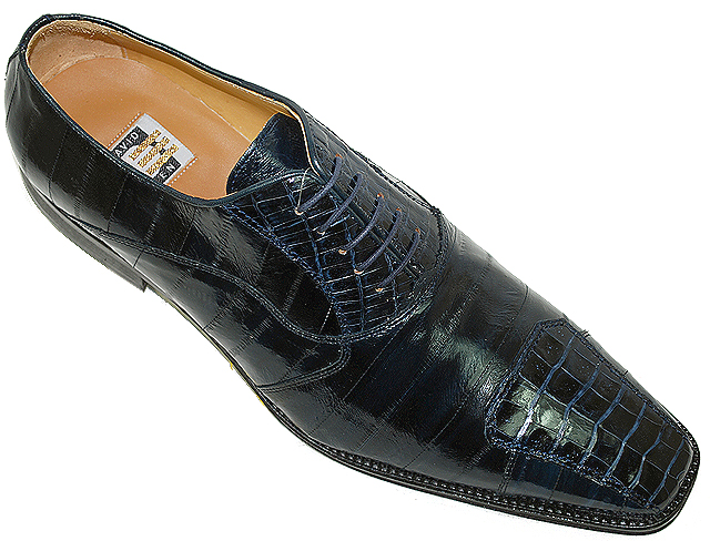 David Eden Basset Navy Blue Genuine Crocodile/Eel Shoes - $249.90 ...