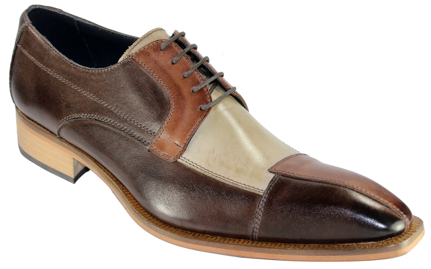 Duca Di Matiste 18 Brown Tri-Tone Genuine Italian Calfskin Lace-up ...