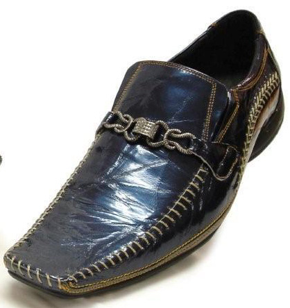 Fiesso Navy Genuine Patent Leather Loafer Shoes FI8068 :: Upscale ...