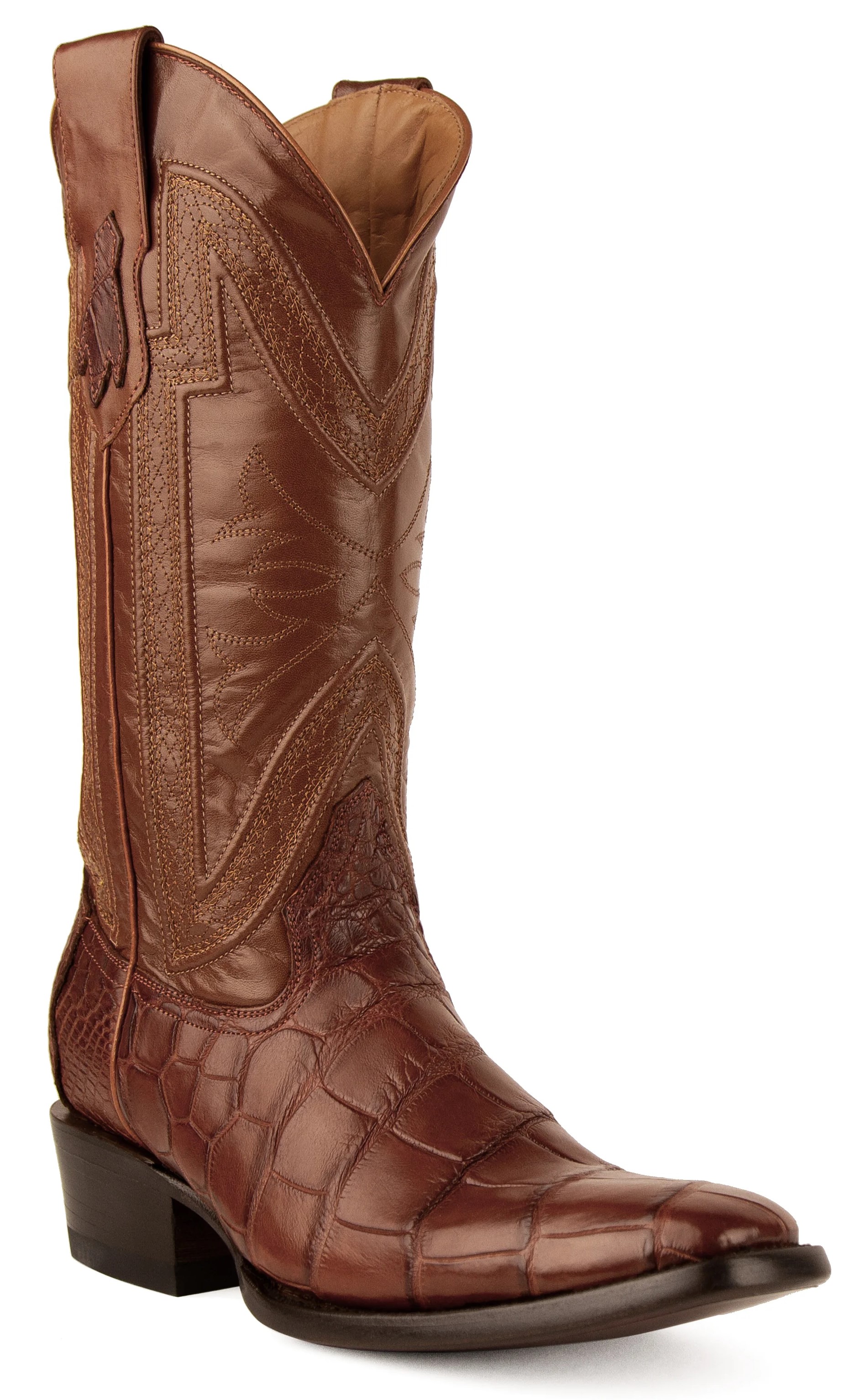 Ferrini "Stallion" Cognac Genuine Belly Alligator French Toe Cowboy Boots 10741-26