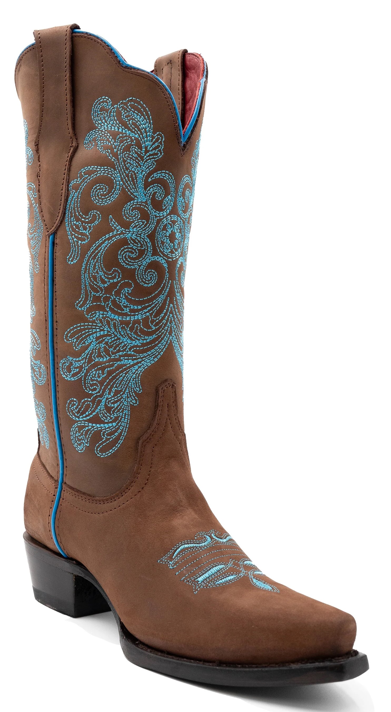 Ferrini Ladies "Ella" Brown Full Grain Leather Snipped Toe Cowgirl Boots 81061-10