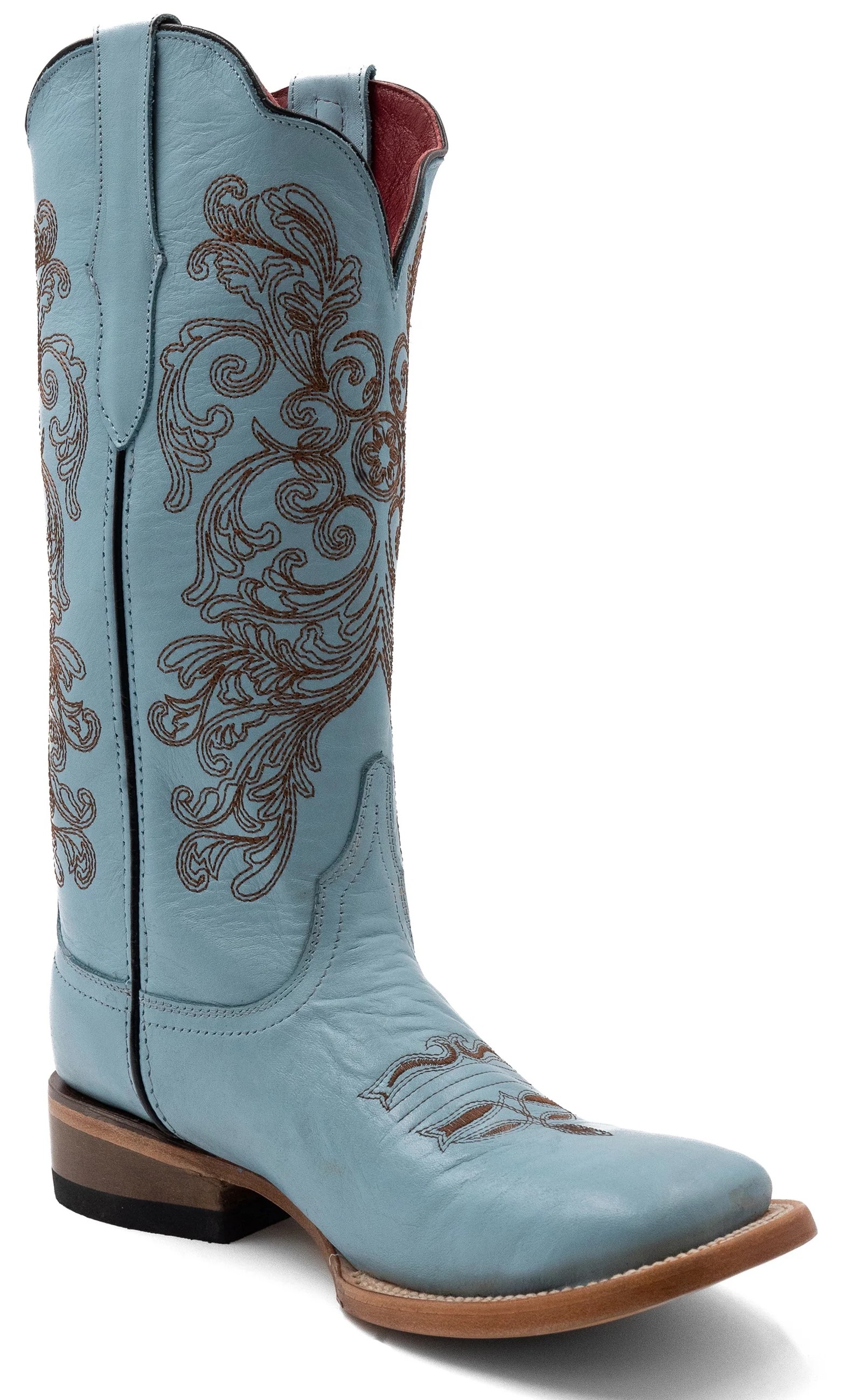 Ferrini Ladies "Ella" Aqua Full Grain Leather Square Toe Cowgirl Boots 81093-25