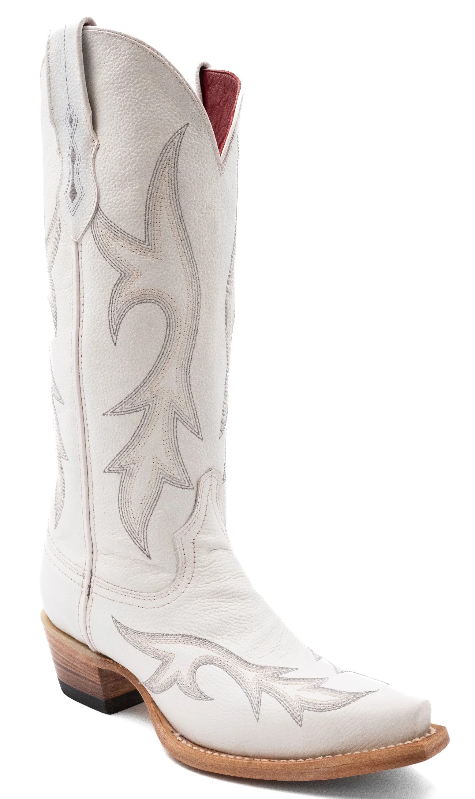 Ferrini Womens "Scarlett" White Full Grain Leather Snipped Toe Cowboy Shoes 84261-19