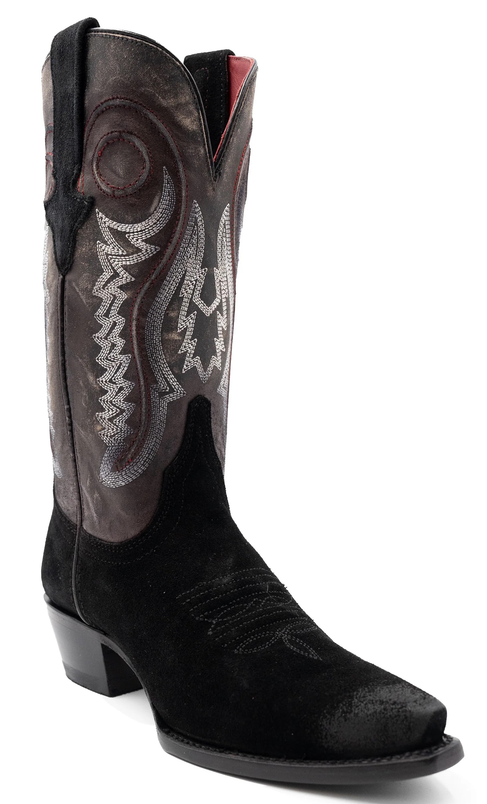 Ferrini Ladies "Roughrider" Black Full Grain Leather Snipped Toe Cowgirl Boots 84361-04