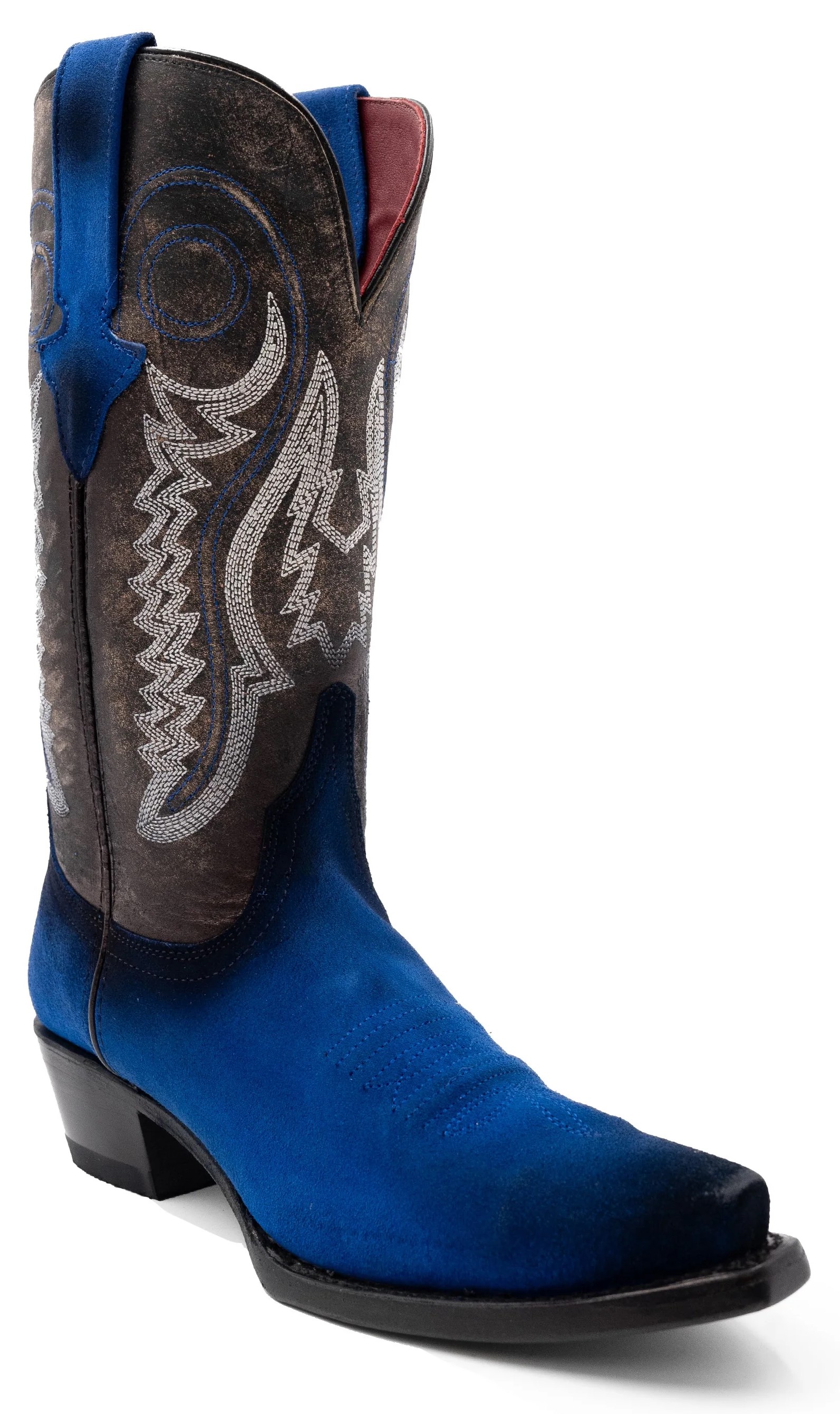Ferrini Ladies "Roughrider" Electric Blue Full Grain Leather Snipped Toe Cowgirl Boots 84361-17
