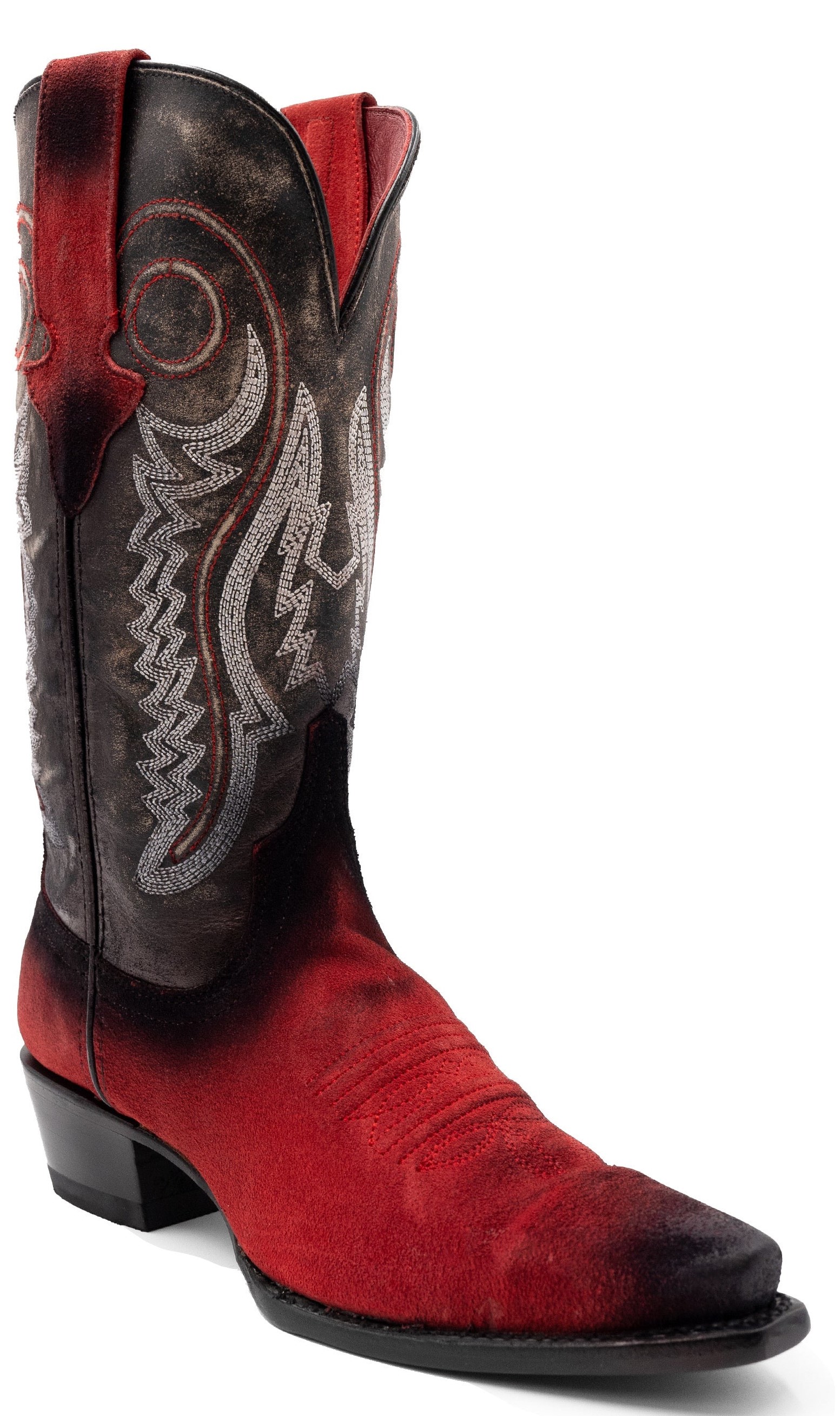 Ferrini Ladies "Roughrider" Red Full Grain Leather Snipped Toe Cowgirl Shoes 84361-22