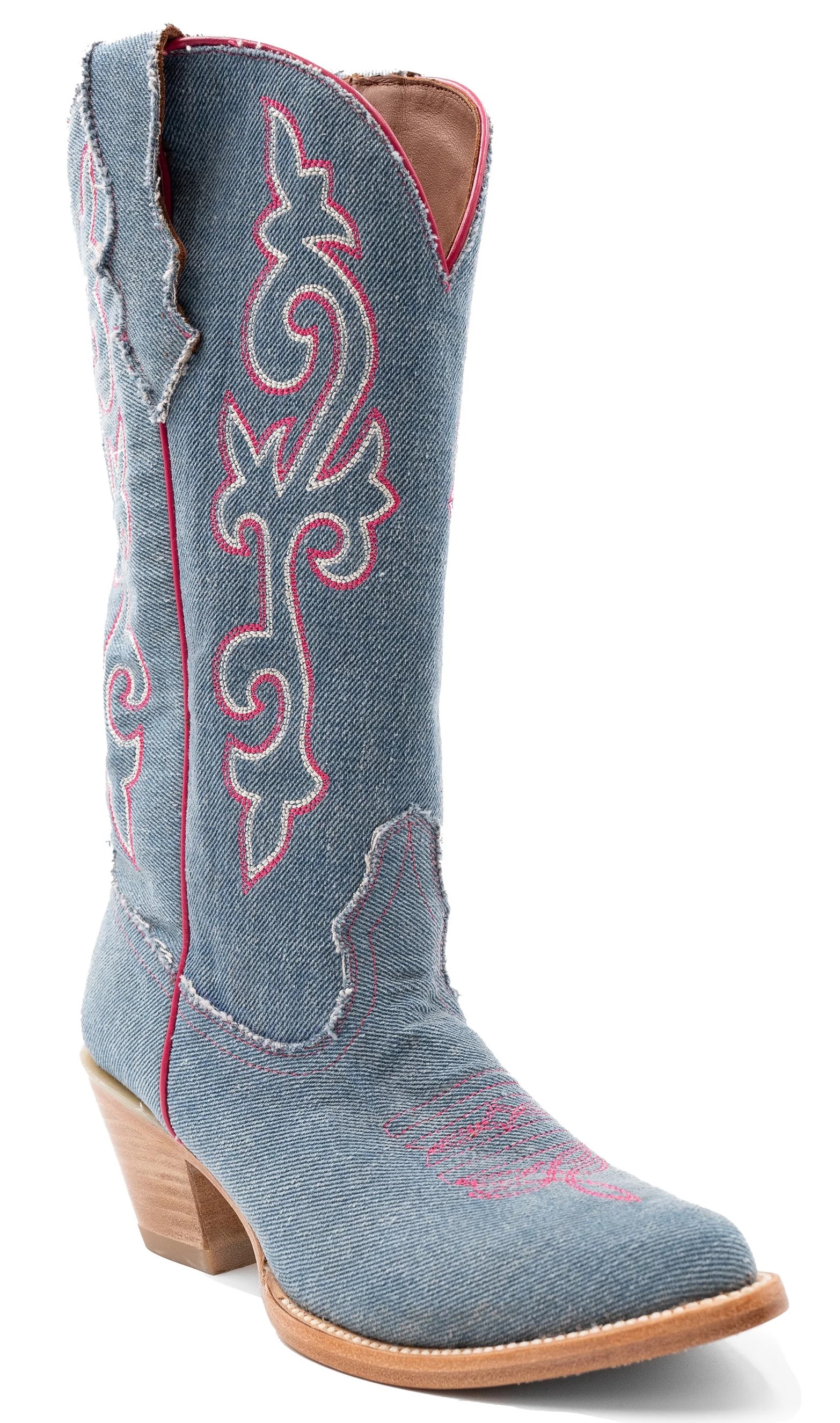 Ferrini Ladies "Billie Jean" Dusty Blue Synthetic Jean Leather Snipped Toe Cowgirl Boots 85161-26