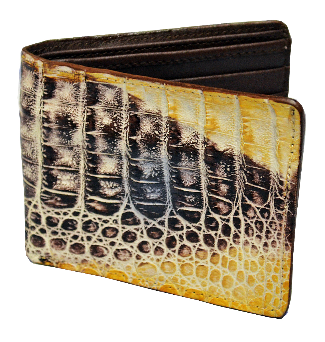 Genuine Black Crocodile Tail Skin Leather Biker Wallet