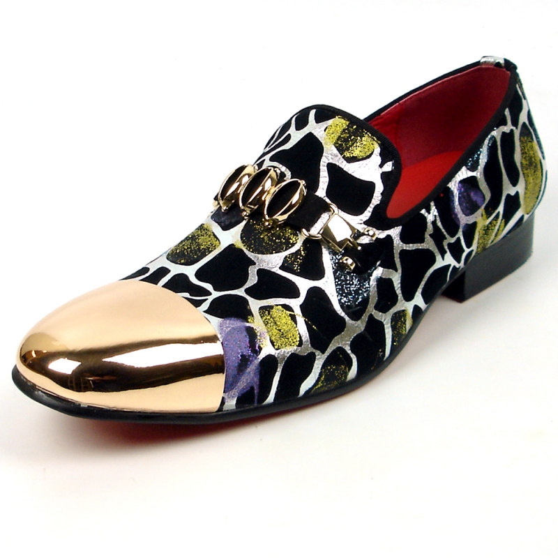 Fiesso Multi Color Genuine Leather Gold Metal Tip Loafer FI7448.