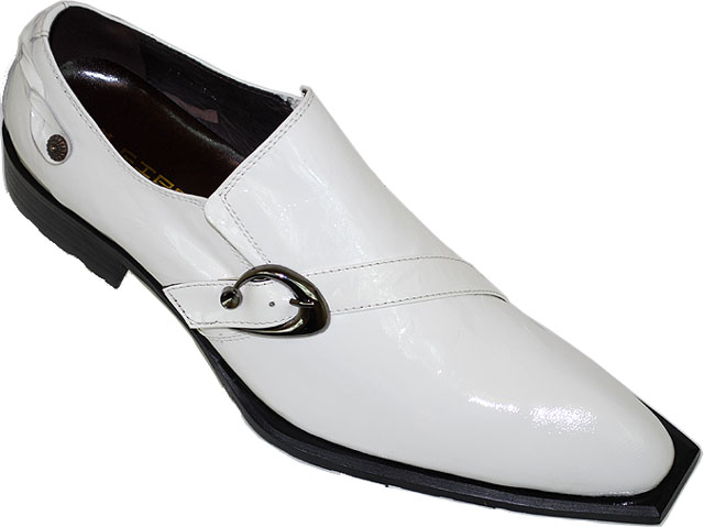 Fiesso White Patent Leather Shoes With Buckle On The Side FI6468 - $129 ...