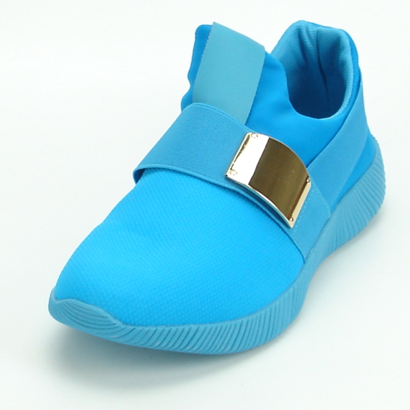 Encore By Fiesso Blue Genuine PU Leather Light Top Sneakers FI2313.