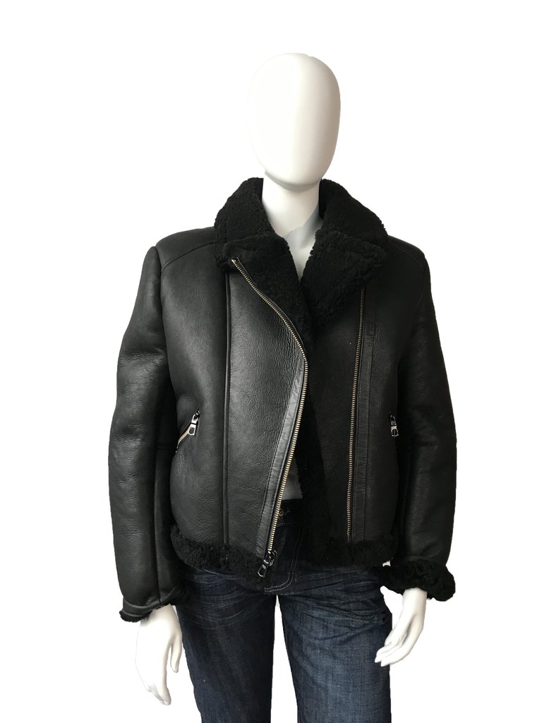 G-Gator 1045 | Ladies Black Sheepskin Leather Biker Jacket