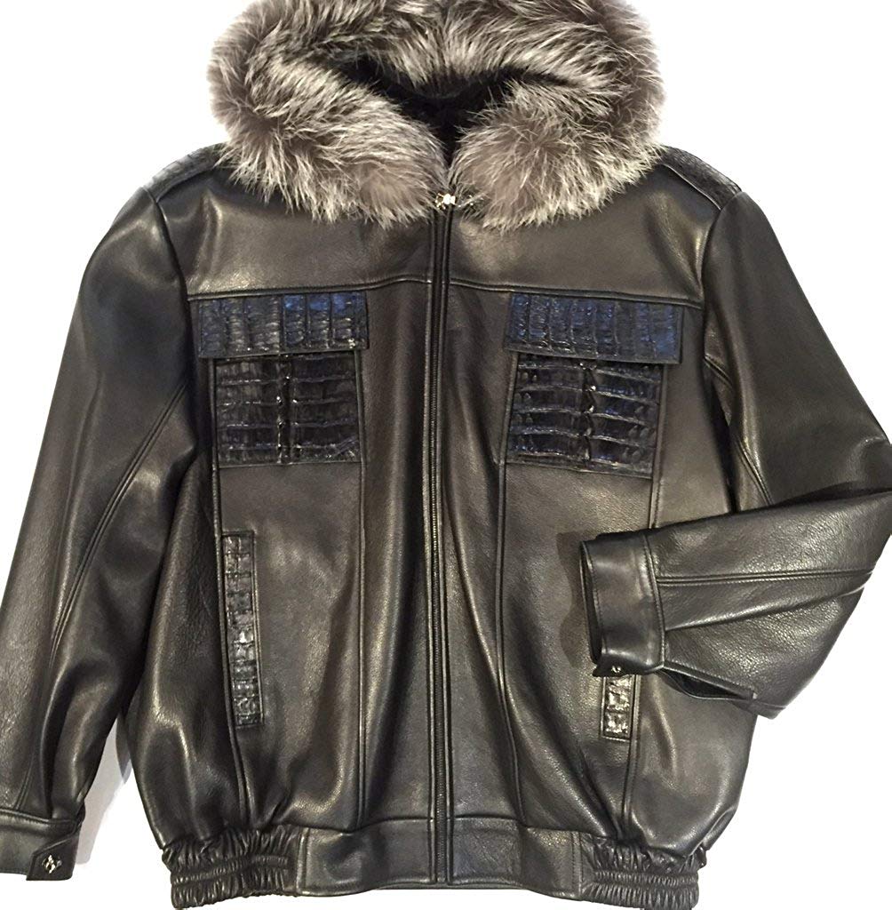 Genuine Crocodile leather BLACK jacket Winter Fashion Jackets and coats For  Men’ 