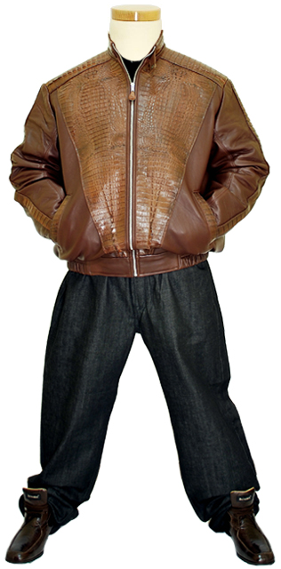 G Gator - Cognac Crocodile & Ostrich Skin Jacket M