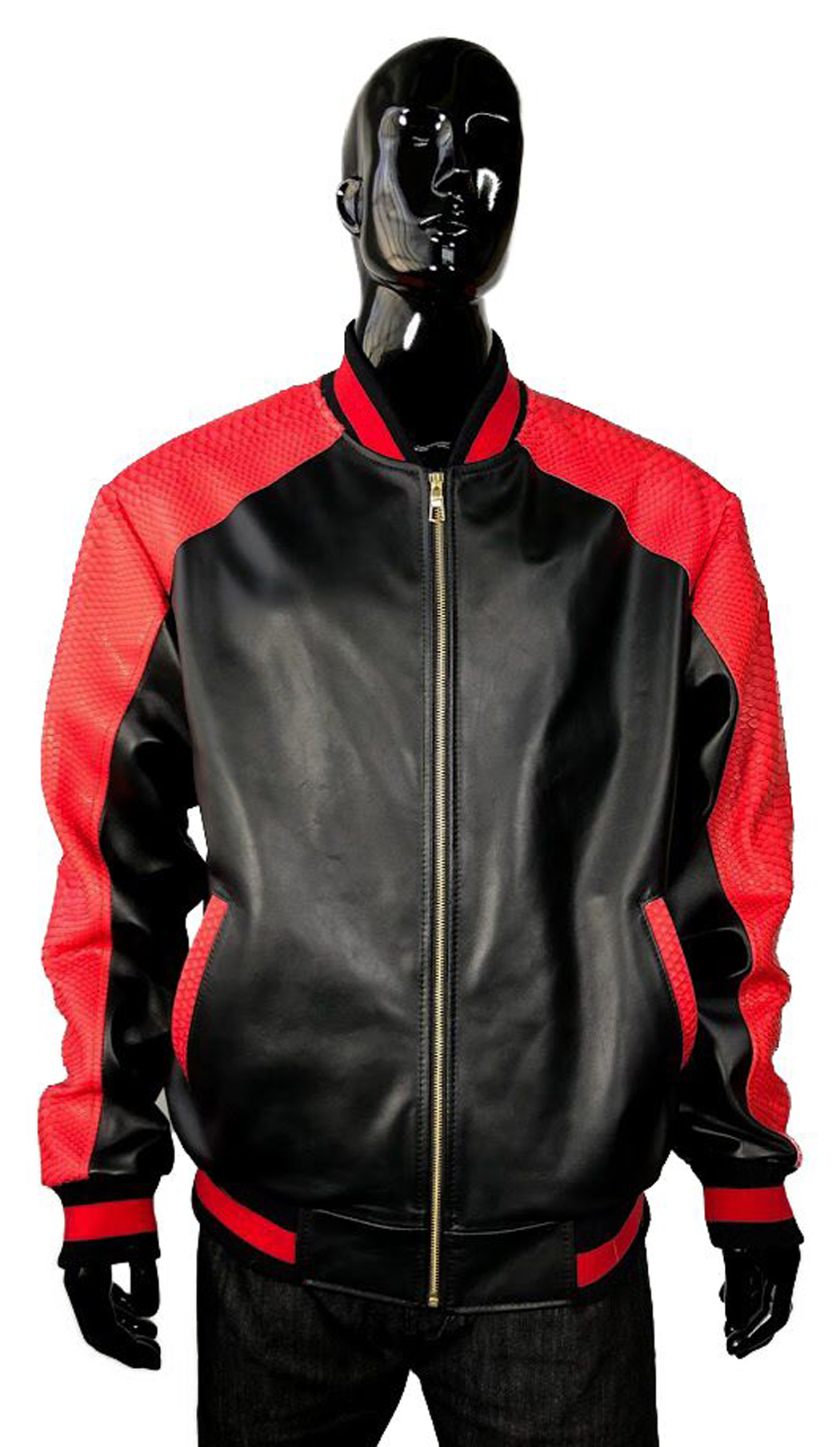 Men's Snakeskin Biker Jacket Black King Python Leather 