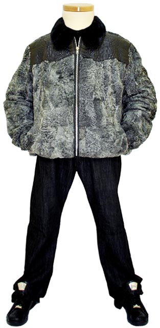 G-Gator Genuine Alligator / Persian Shearling Lamb Wool Jacket With Mink Fur Collar 2400