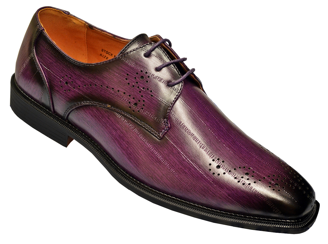 Antonio Cerrelli Purple Burnished Eel Print PU Leather Lace-Up Shoes ...