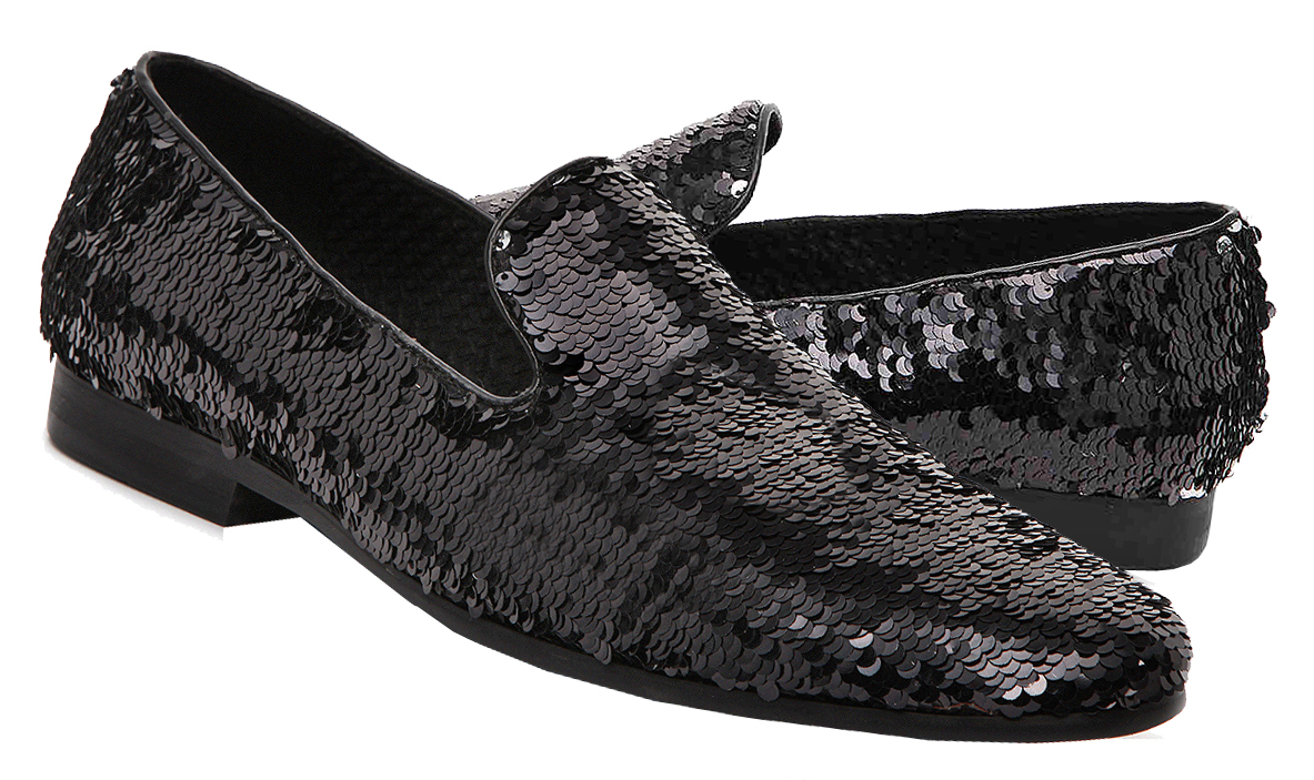 Loafer Black Sequin Dress Shoes 179301 