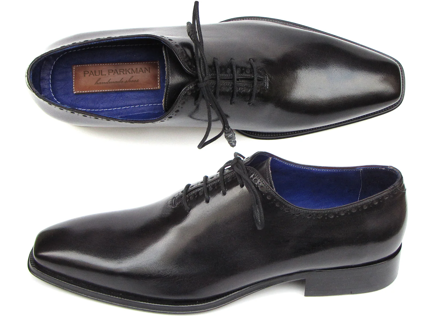 Paul Parkman Black Genuine Leather Men's Plain Toe Oxford Floater Dress Shoes 025-BLK