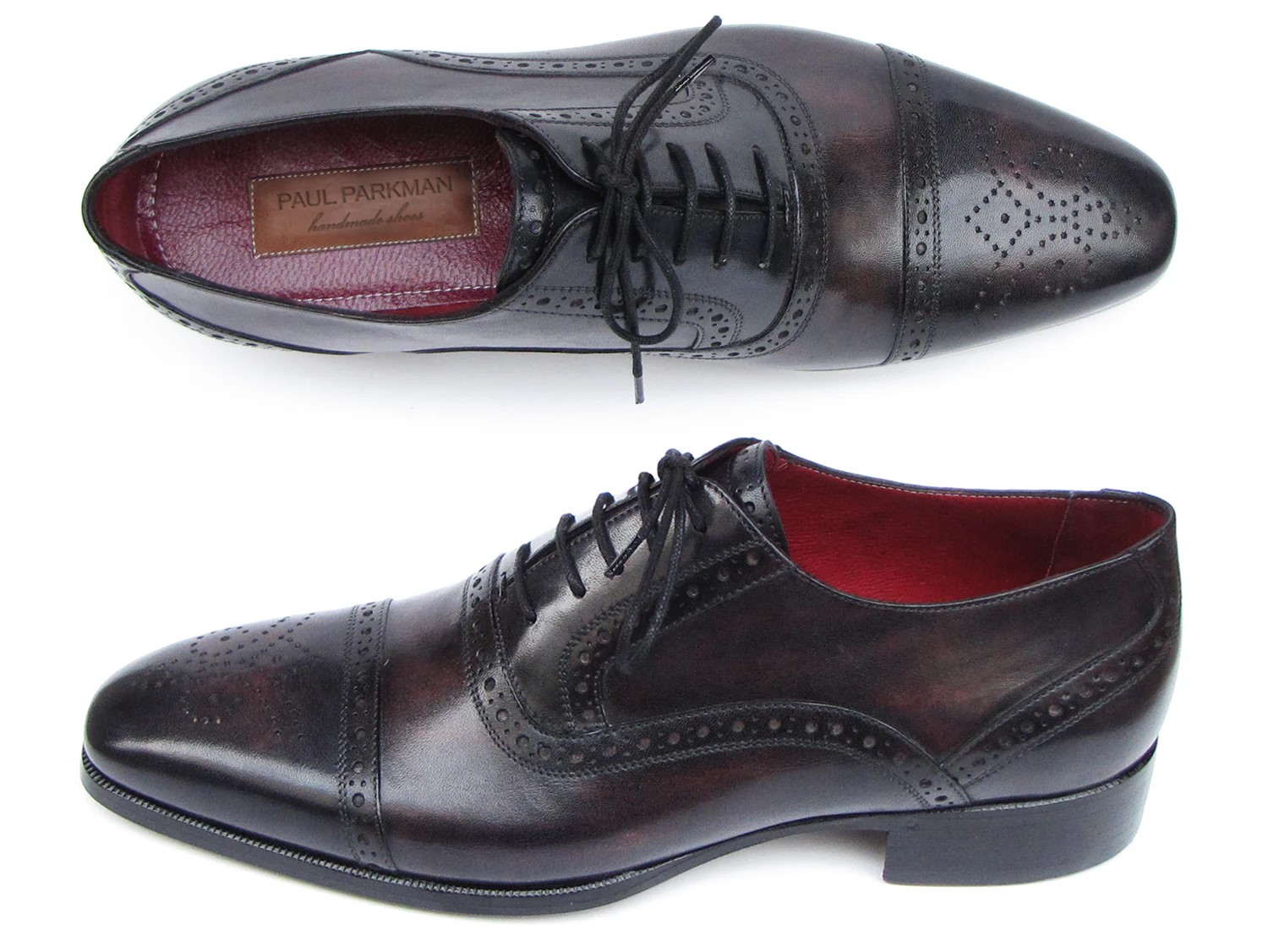 Paul Parkman Bronze / Black Genuine Leather Men's Captoe Oxford Dress Shoes 77U844