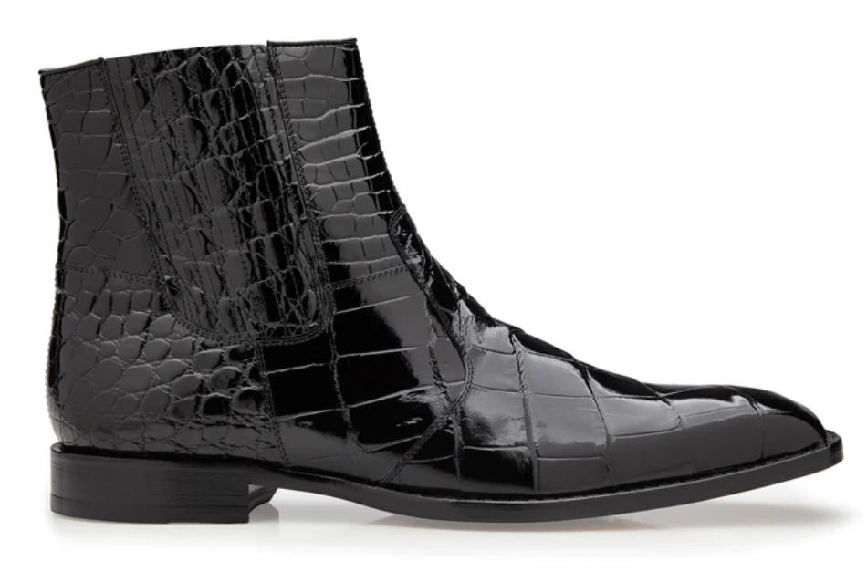 Belvedere Alligator Chelsea Boot | Black Leather Chelsea Boots