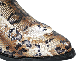 Los Altos Brown King Cobra Skin Cowboy Boots with Head Snake