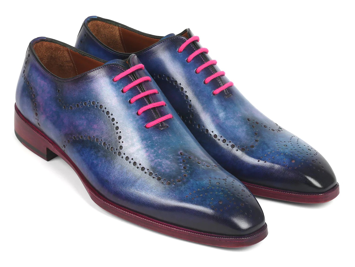 Paul Parkman Parliament Blue Genuine Leather Men's Wingtip Oxford Dress Shoes 741-PAR