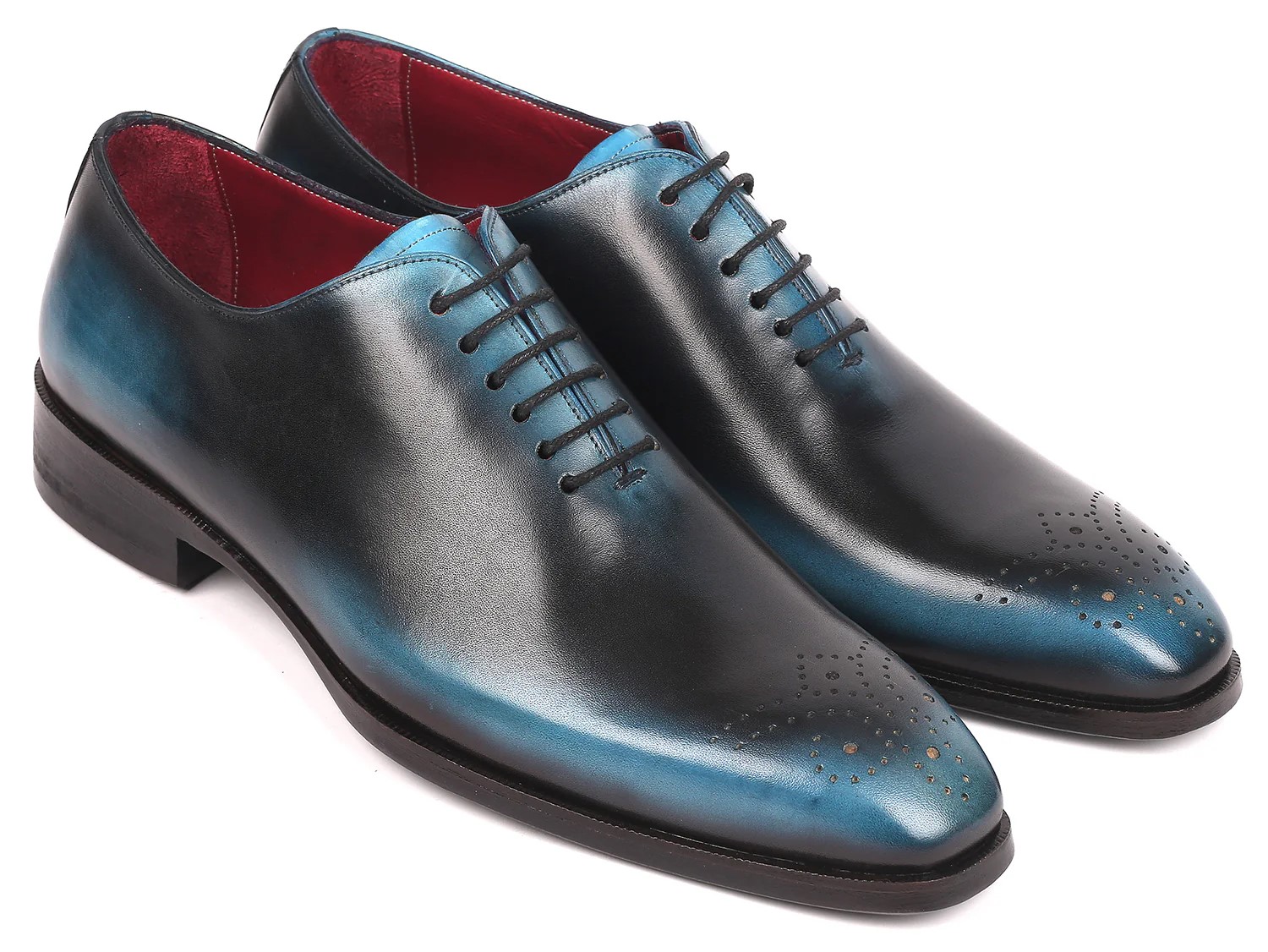 Paul Parkman Black / Blue Genuine Leather Wholecut Oxford Dress Shoes KR884BLU