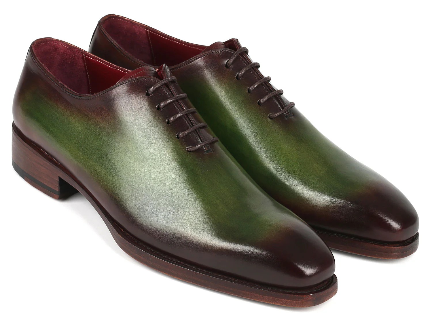 Paul Parkman Oxfords Green / Bordeaux Genuine Leather Goodyear Welted Wholecut Oxford Dress Shoes 044GBD