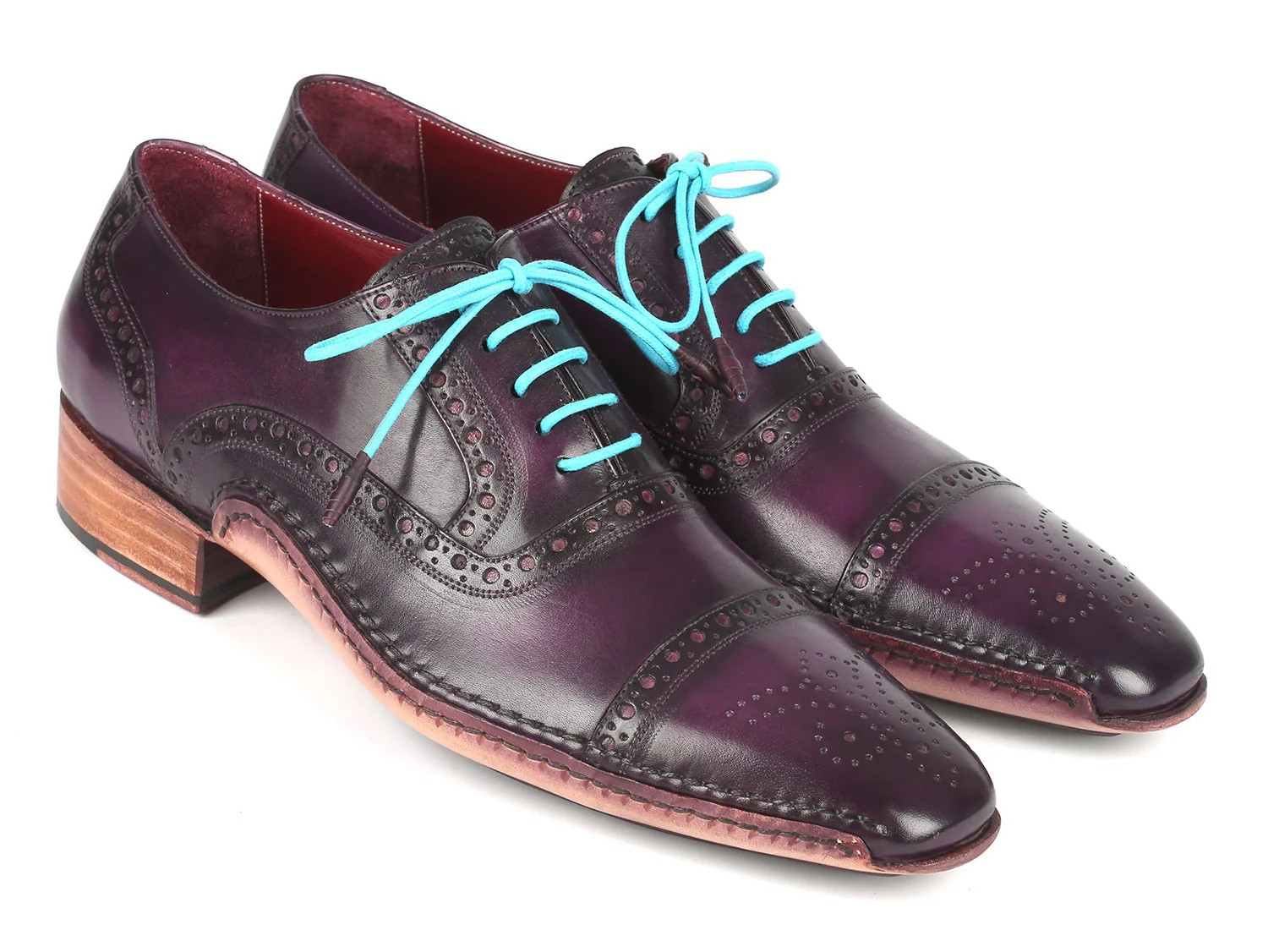 Paul Parkman Oxfords Purple Genuine Leather Handsewn Captoe Oxford Dress Shoes 5032-PRP
