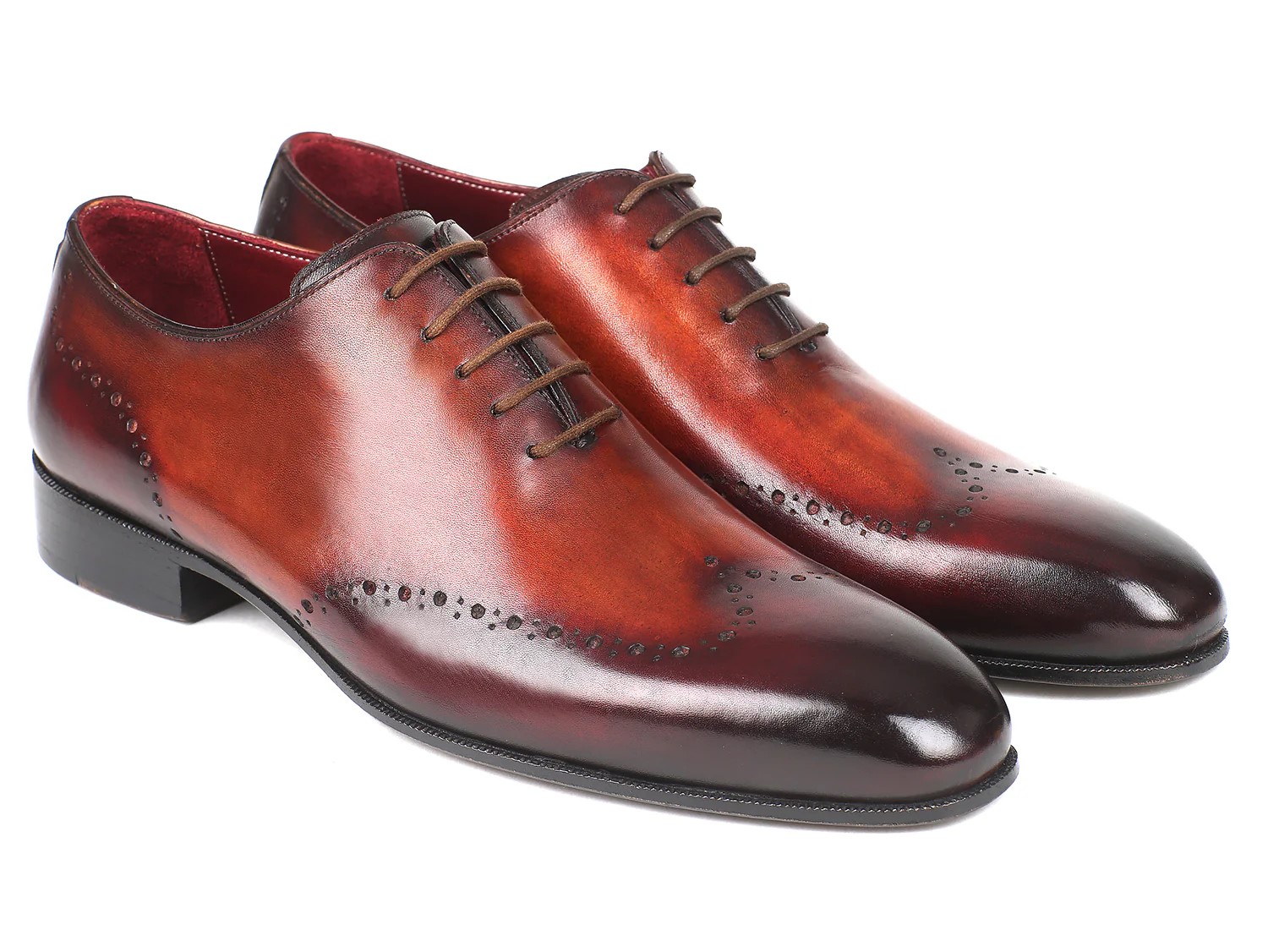 Paul Parkman Brown / Bordeaux Genuine Leather Men's Wingtip Oxford Dress Shoes 84BT76