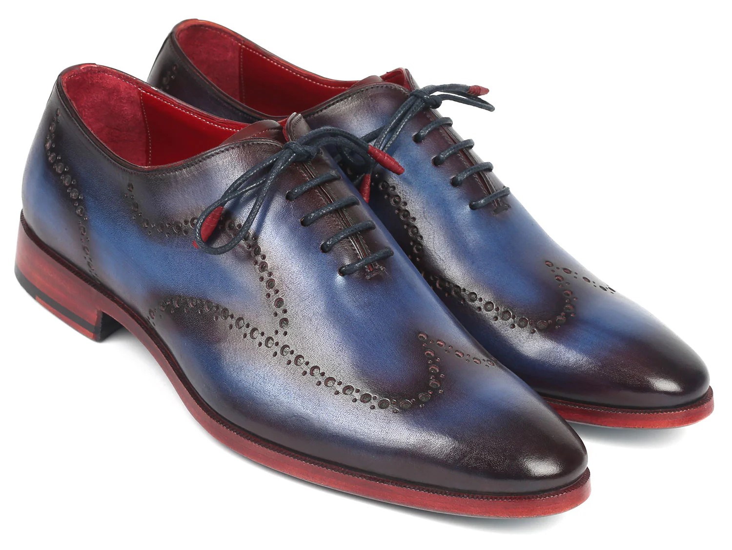 Paul Parkman Blue / Purple Burnished Genuine Leather Men's Wingtip Oxford Dress Shoes 741-PRP