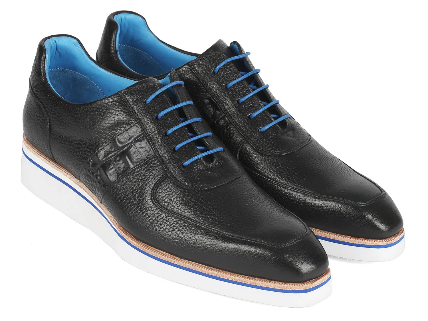 Paul Parkman Black Genuine Leather Men's Floater Oxford Casual Shoes 192-BLK