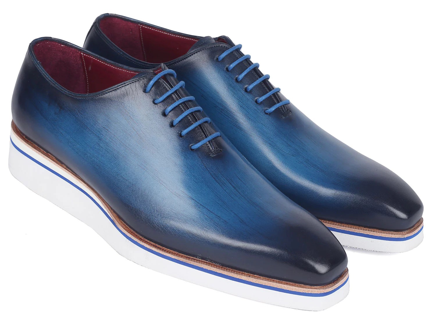 Paul Parkman Blue Men's Smart Whole Cut Casual Oxford Shoes 191-BLU