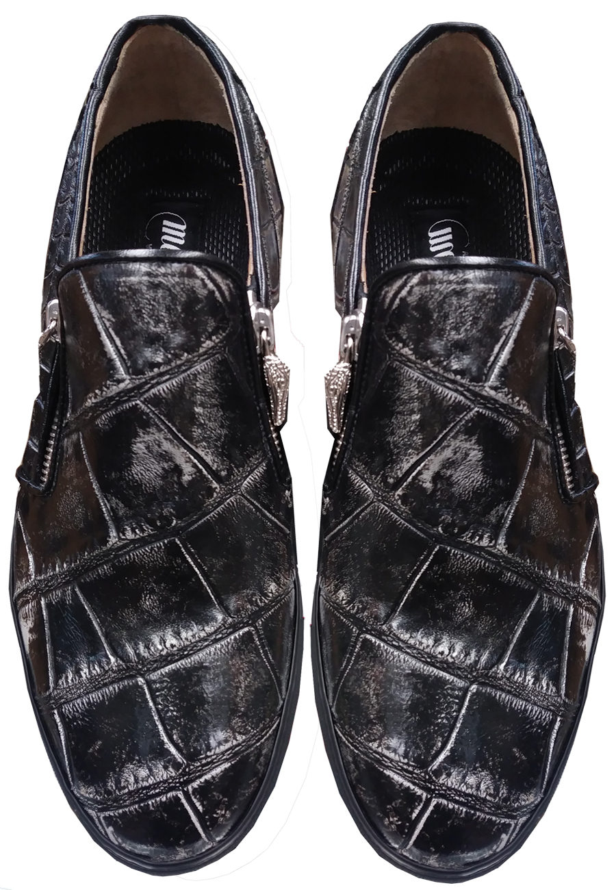 Mauri "Bernini" 8508 Black Genuine Body Alligator Sneakers.