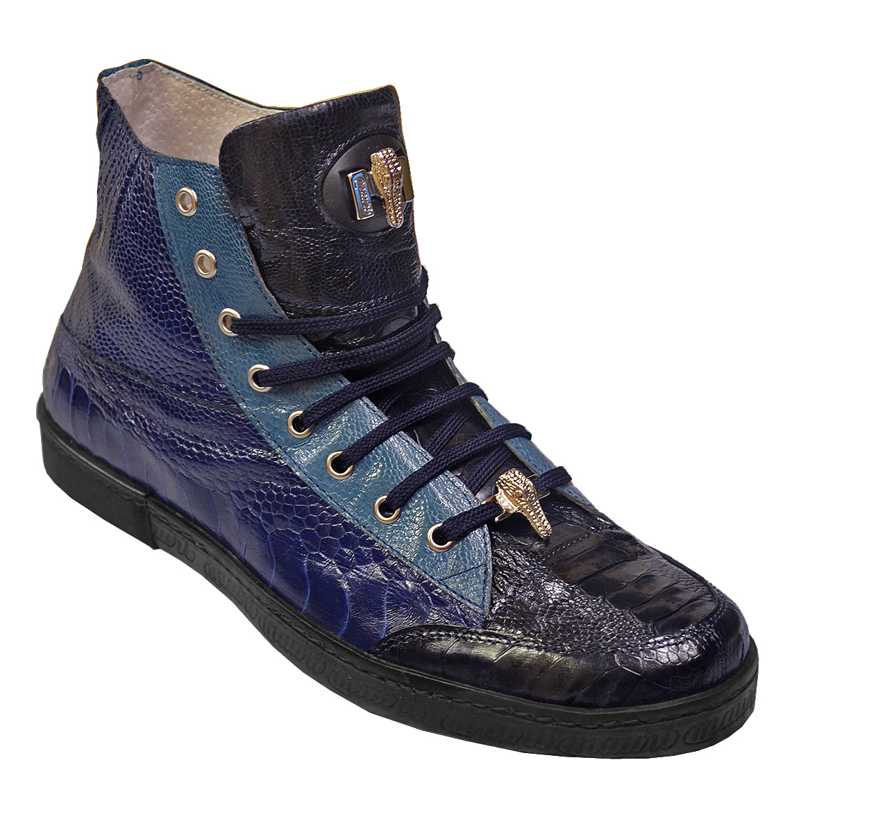 Mauri Spider 8888 Navy/Iris/Jeans Genuine All-Over Ostrich Sneakers