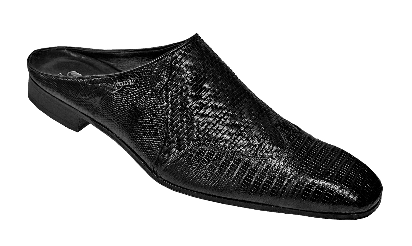 Mauri 4454 Black Genuine Woven Tejus Lizard Half Shoes - $749.90