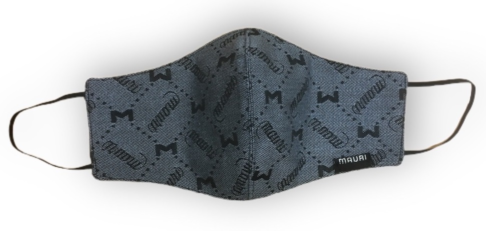 Mauri of Italy Dark Blue / Black Hand-Stitched Logo Fabric Mask