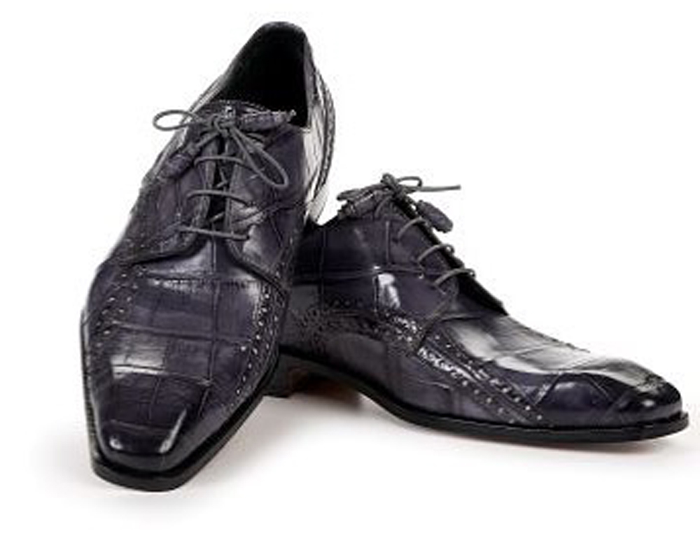 Mauri Charcoal Grey Genuine Alligator Oxford Shoes.