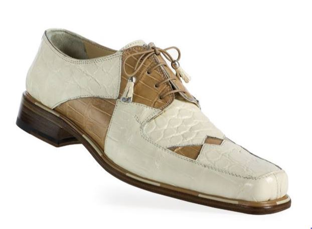 Mauri Cream / Taupe Genuine Alligator Oxford Shoes.
