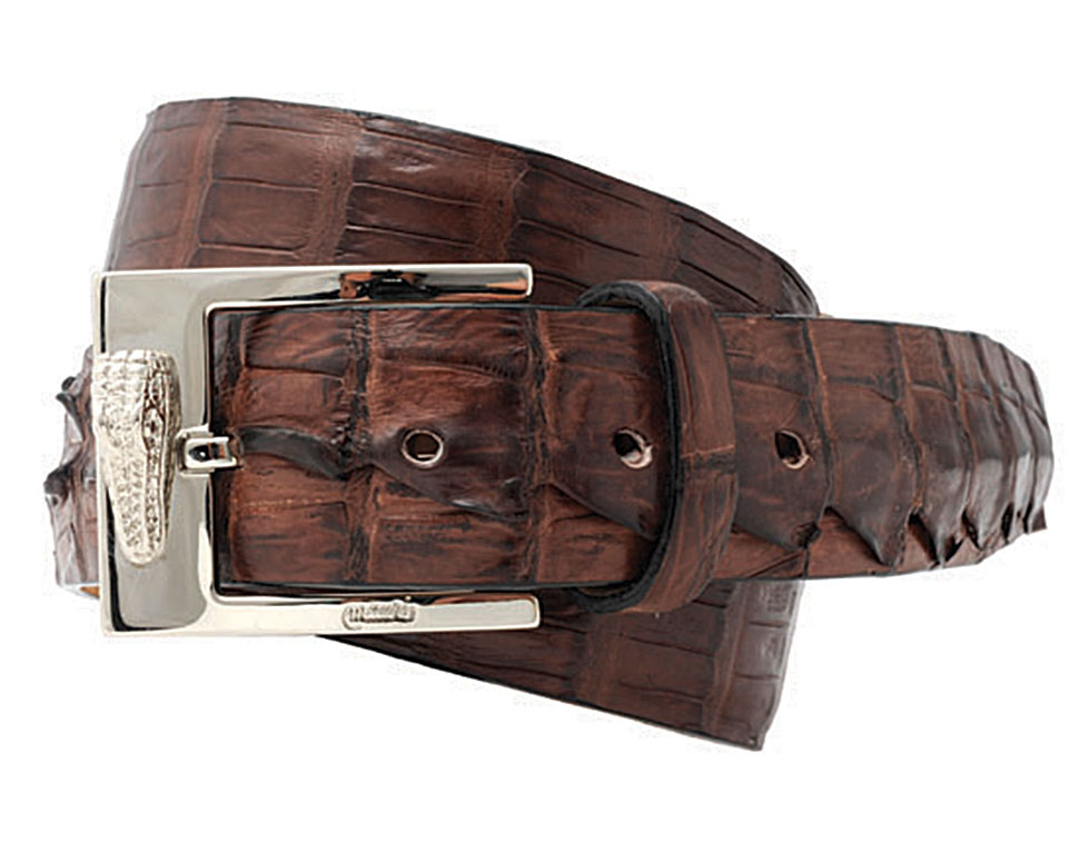 Large Croc-Embossed Calfskin Leather Belt
