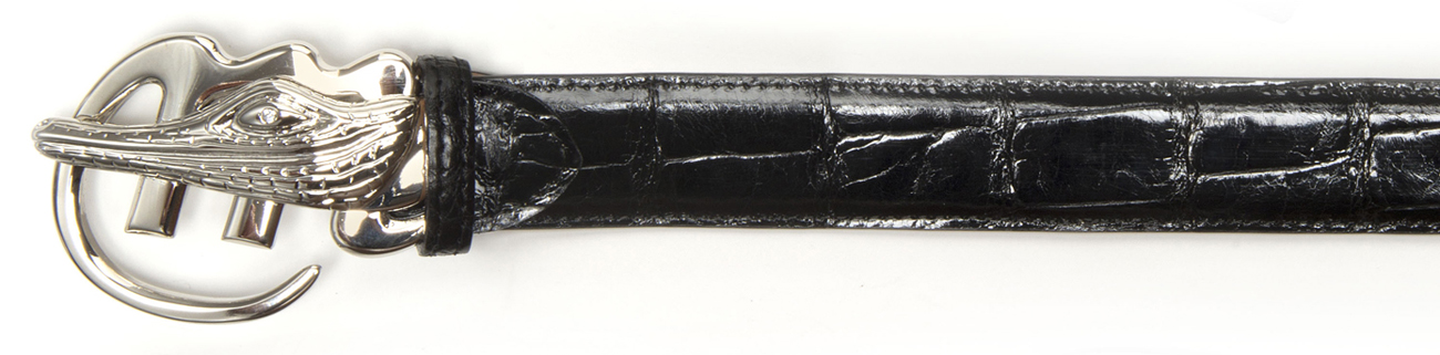 Mauri "100/35" Black Genuine Alligator Belt With Buckle AB6